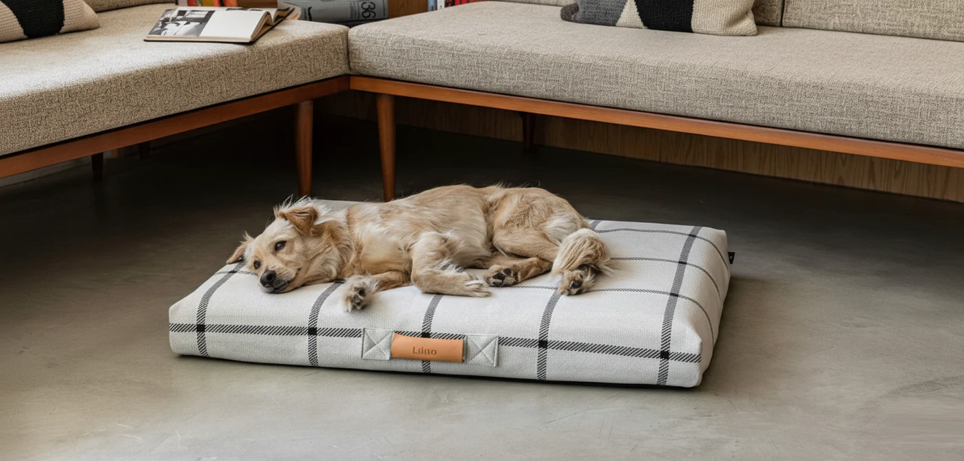 Dog bed with washable and removable covers by designer brand Lay Lo