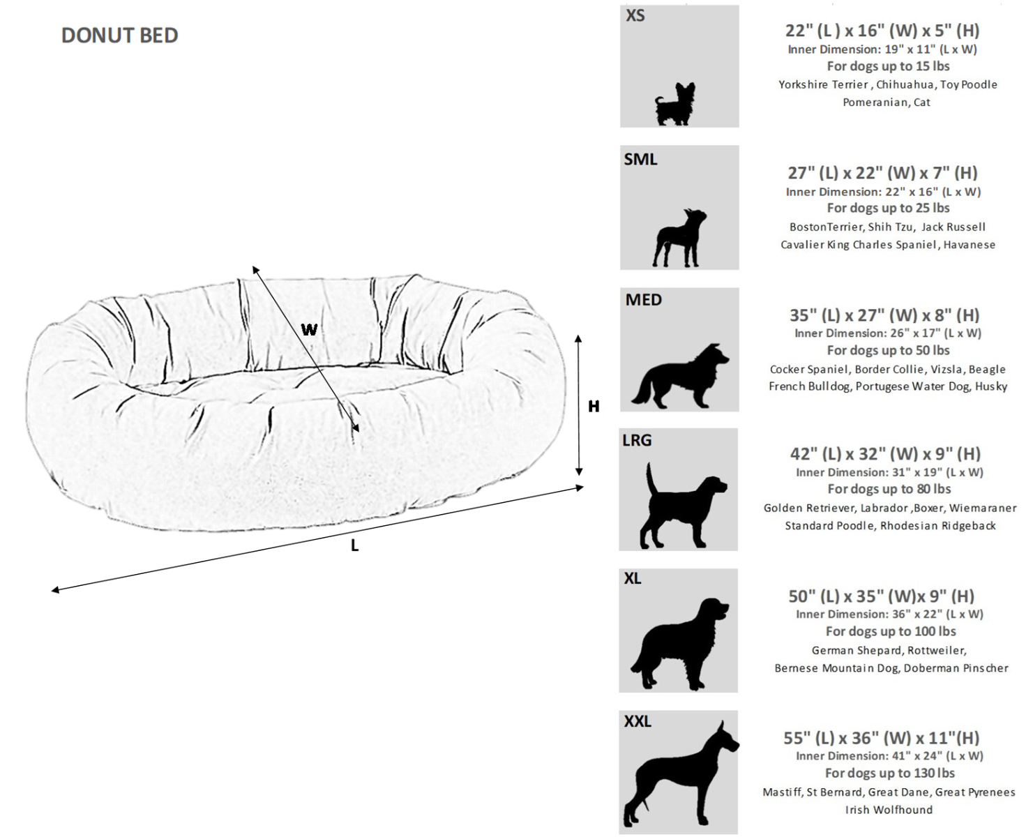 Bowsers Calming Donut Dog Bed Microvelvet Fabric Washable Cover