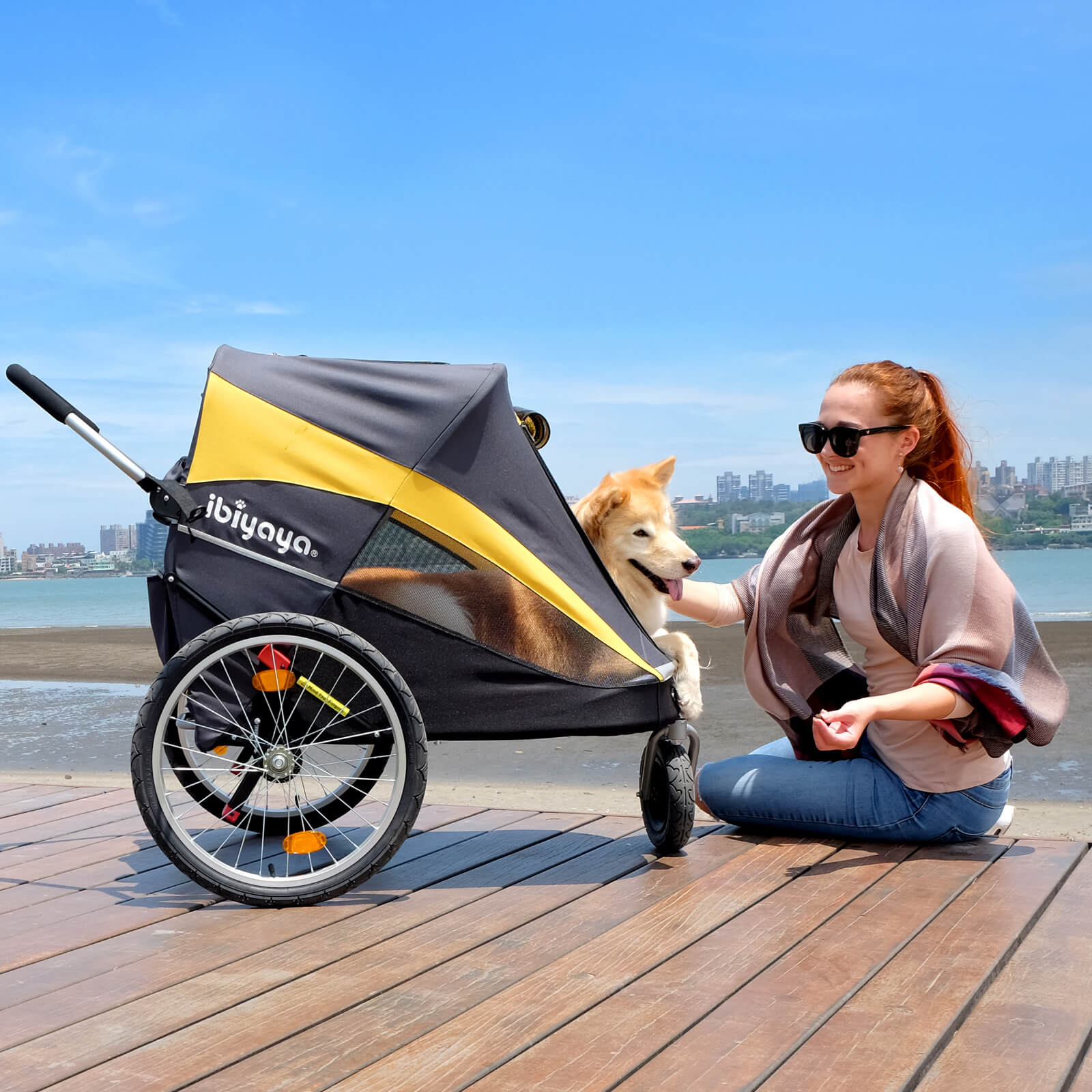 The Hercules Heavy-Duty Pro Pet Stroller Bike Trailer, 3-Wheel Extra-Large Dog Stroller