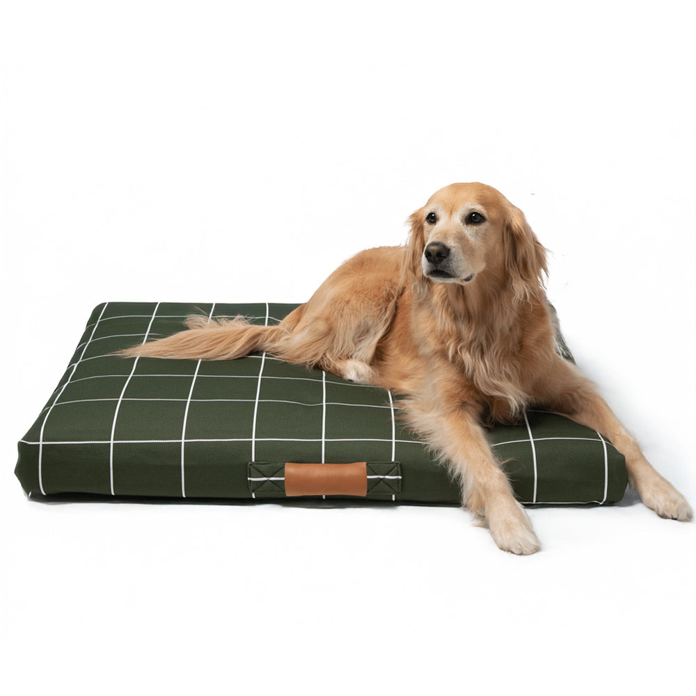 Hunter Green Grid | Designer Dog Bed With Removable Cover