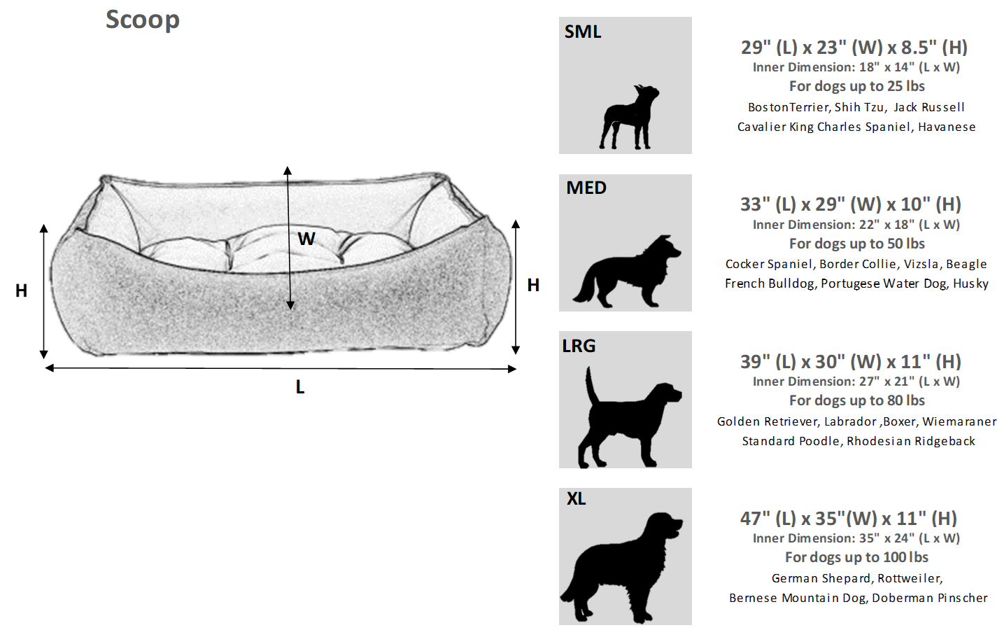 Bowsers Scoop Dog Bed With Soft Faux Fur Washable Cover