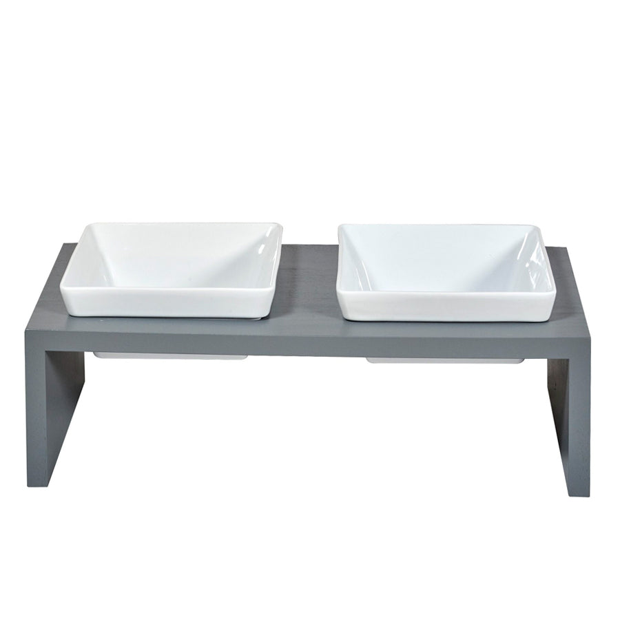 Ceramic Pet Bowls With Wood Stand