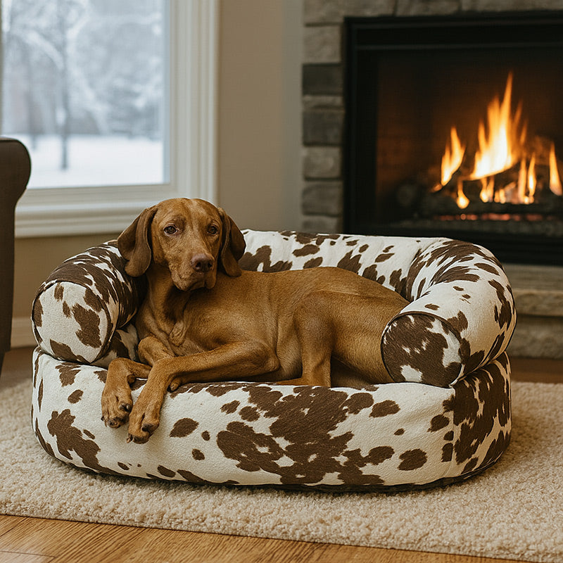 Bowsers Double Donut Sofa Dog Bed, Cowhide