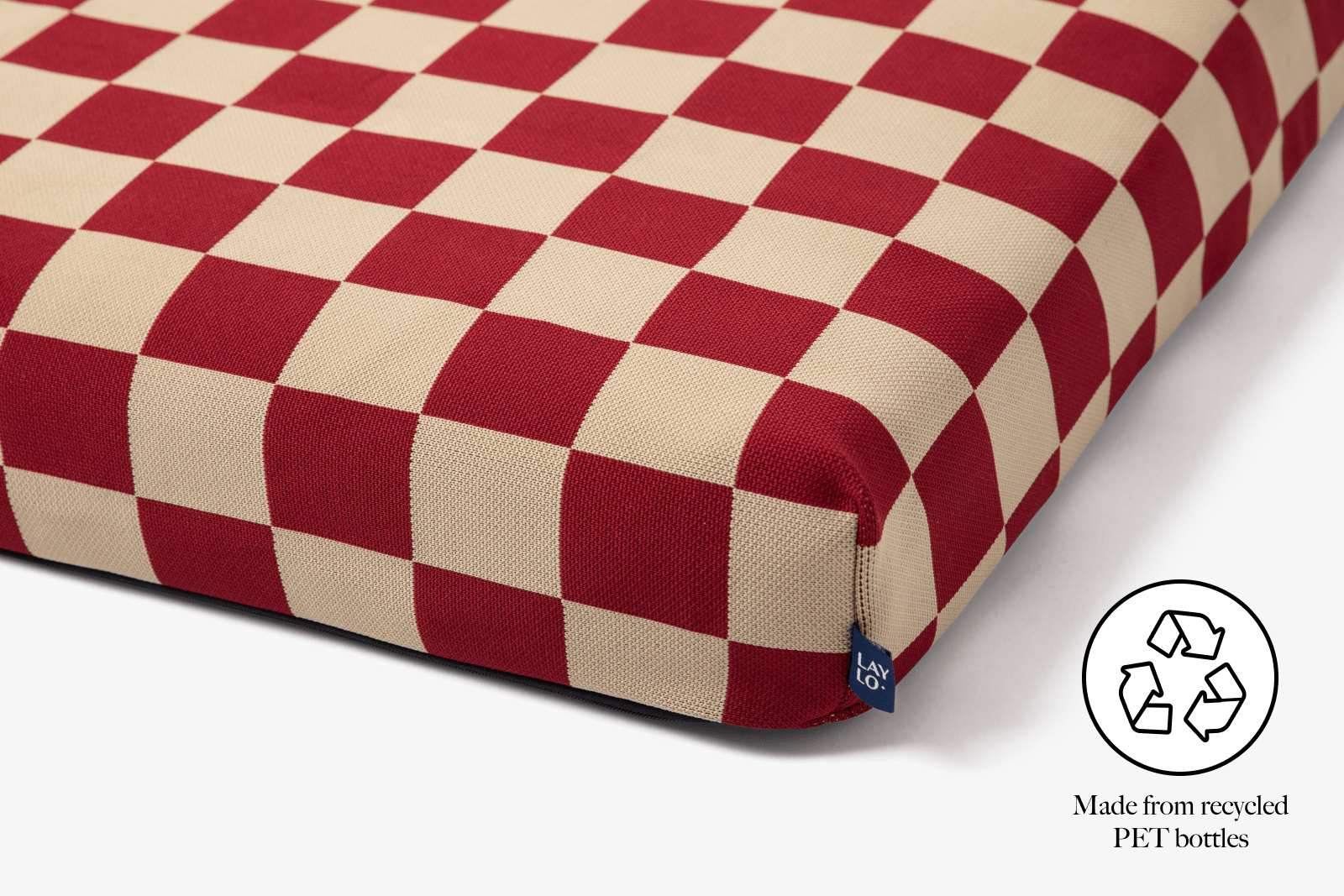 Eco-friendly, Designer Dog Bed with Red Checker Washable Cover