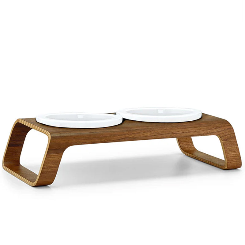 Miacara Desco Porcelain Cat Bowls With Wood Stand