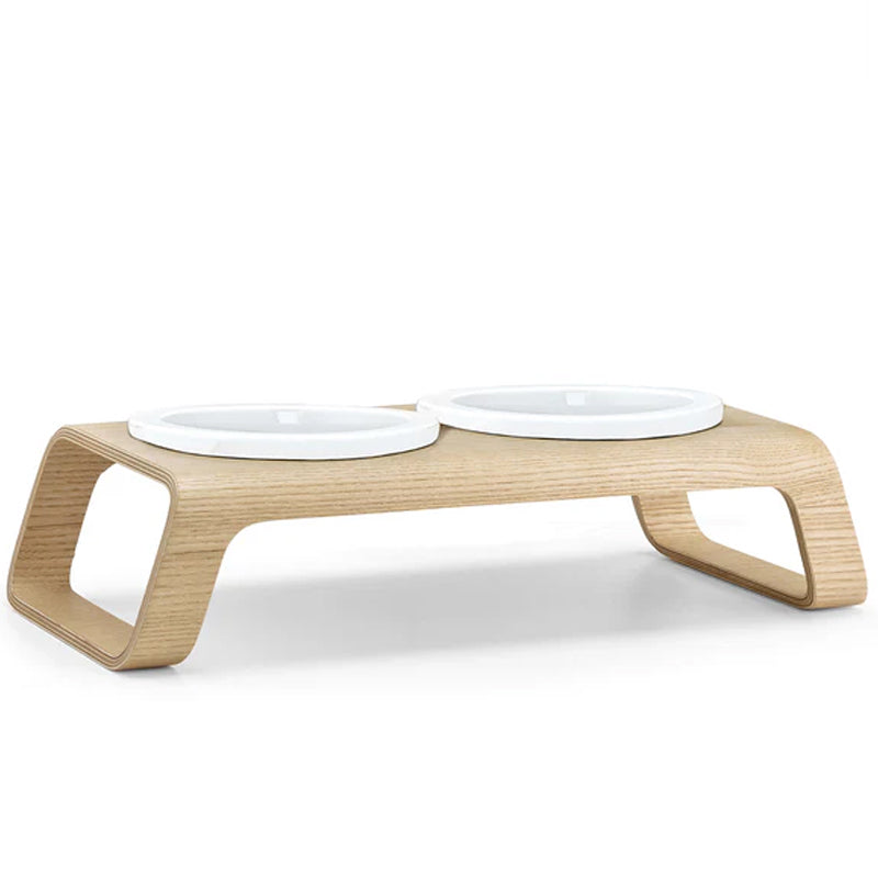Miacara Desco Porcelain Cat Bowls With Wood Stand