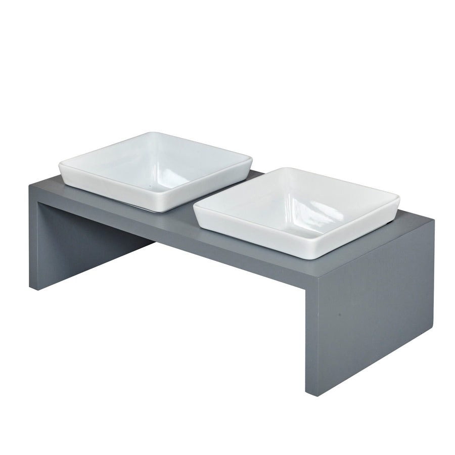 Ceramic Pet Bowls With Wood Stand