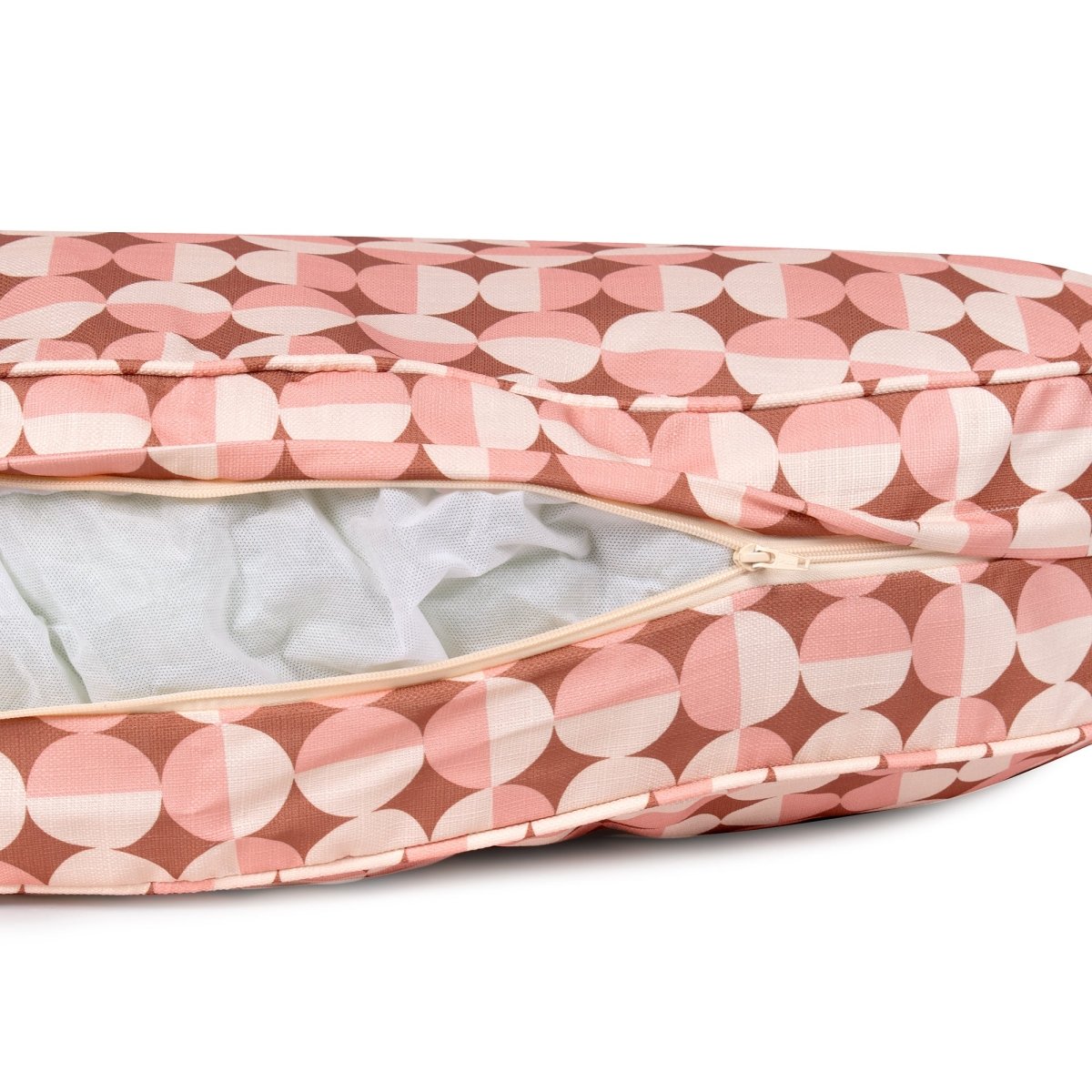 Oval lounger dog bed with natural cotton canvas removable cover