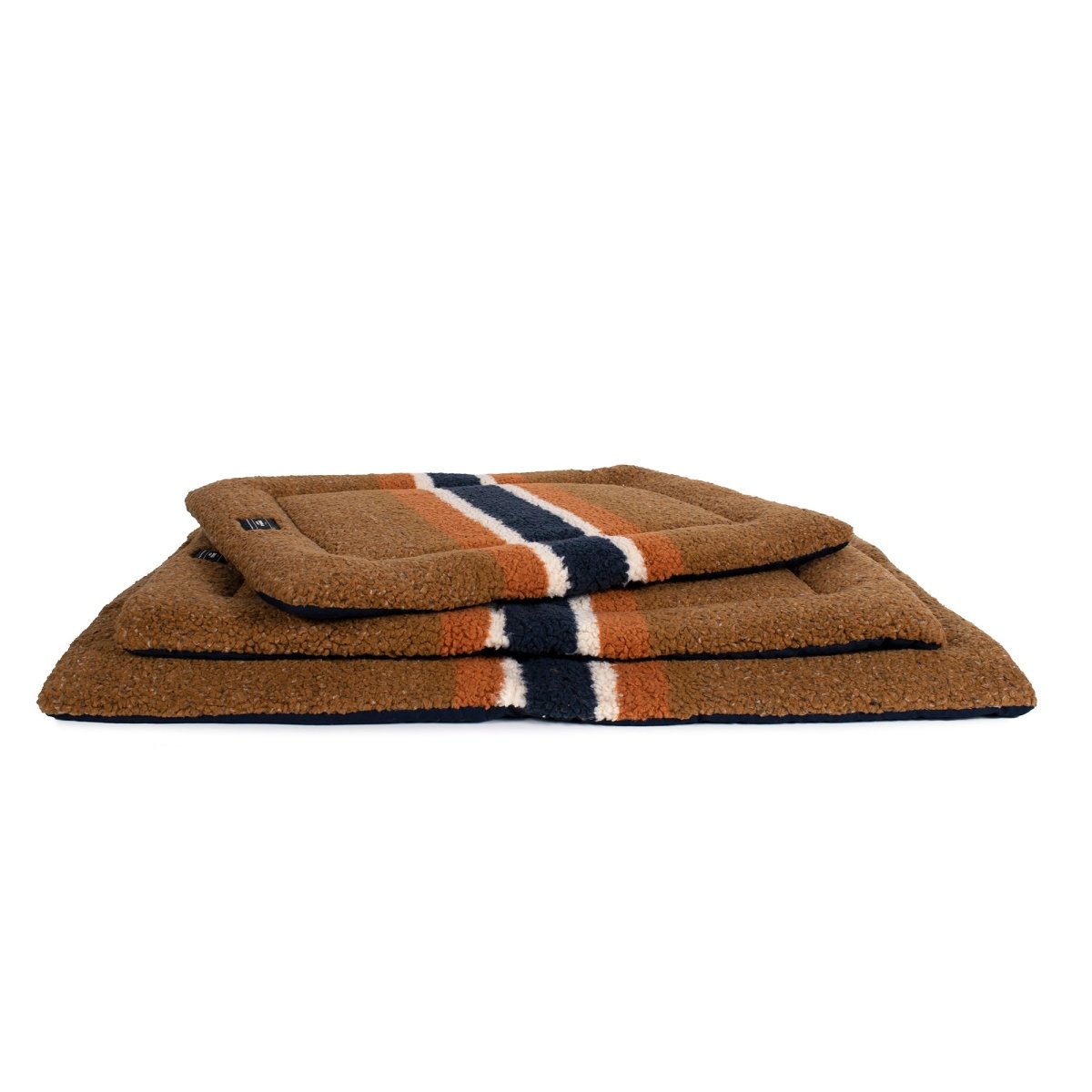 Shinola Brand Stripe Comfort Cushion, Removable Berber Cover, Luxury Crate Mat