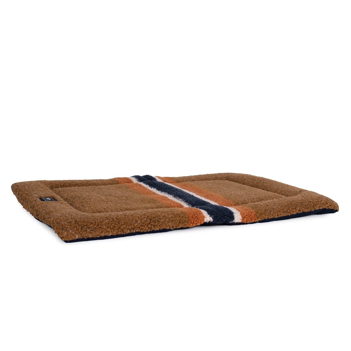 Shinola Brand Stripe Comfort Cushion, Removable Berber Cover, Luxury Crate Mat