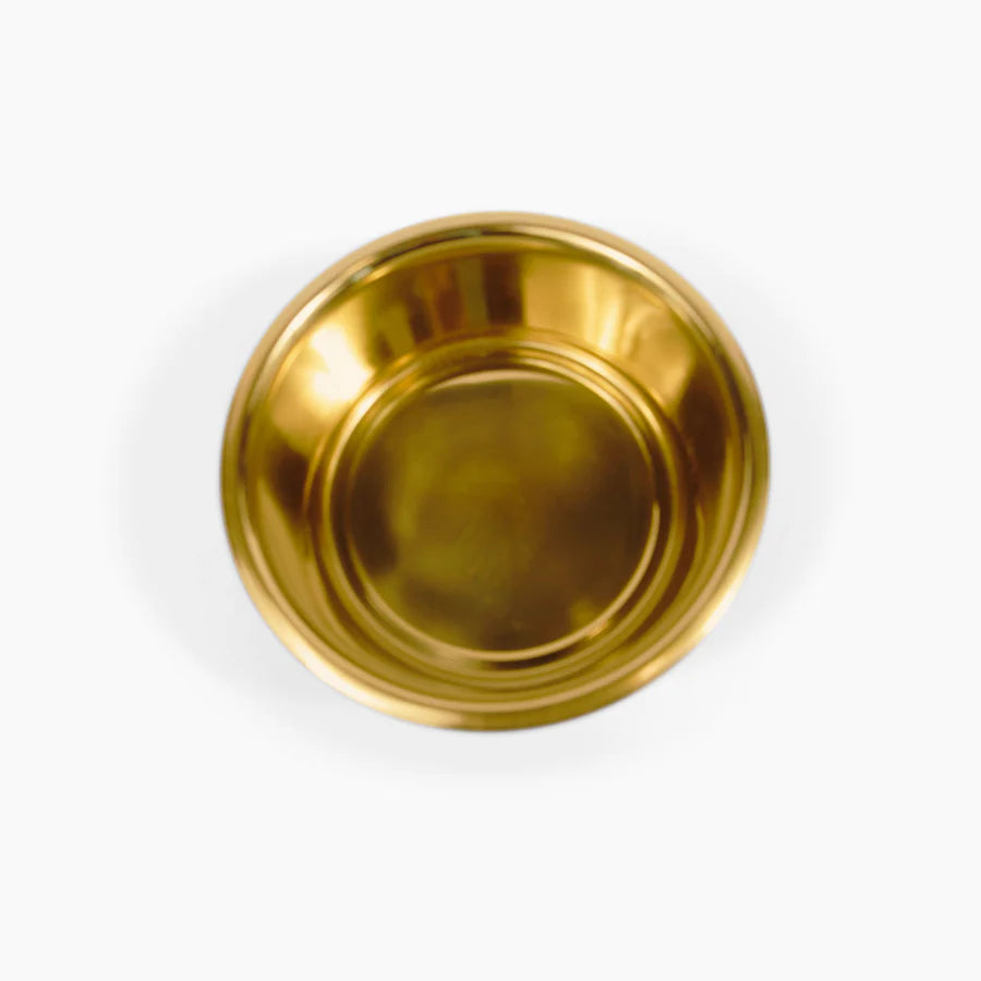 Three bowl elevated dog feeder with acrylic stand and lead-free stainless steel bowls gold