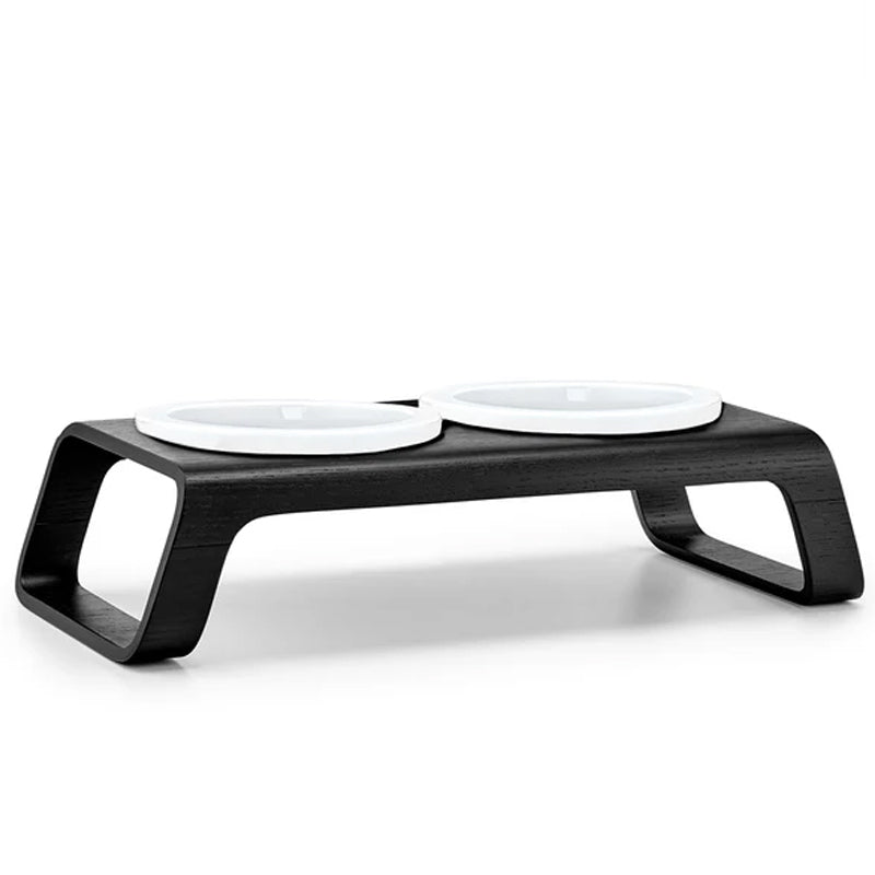Miacara Desco Porcelain Cat Bowls With Wood Stand