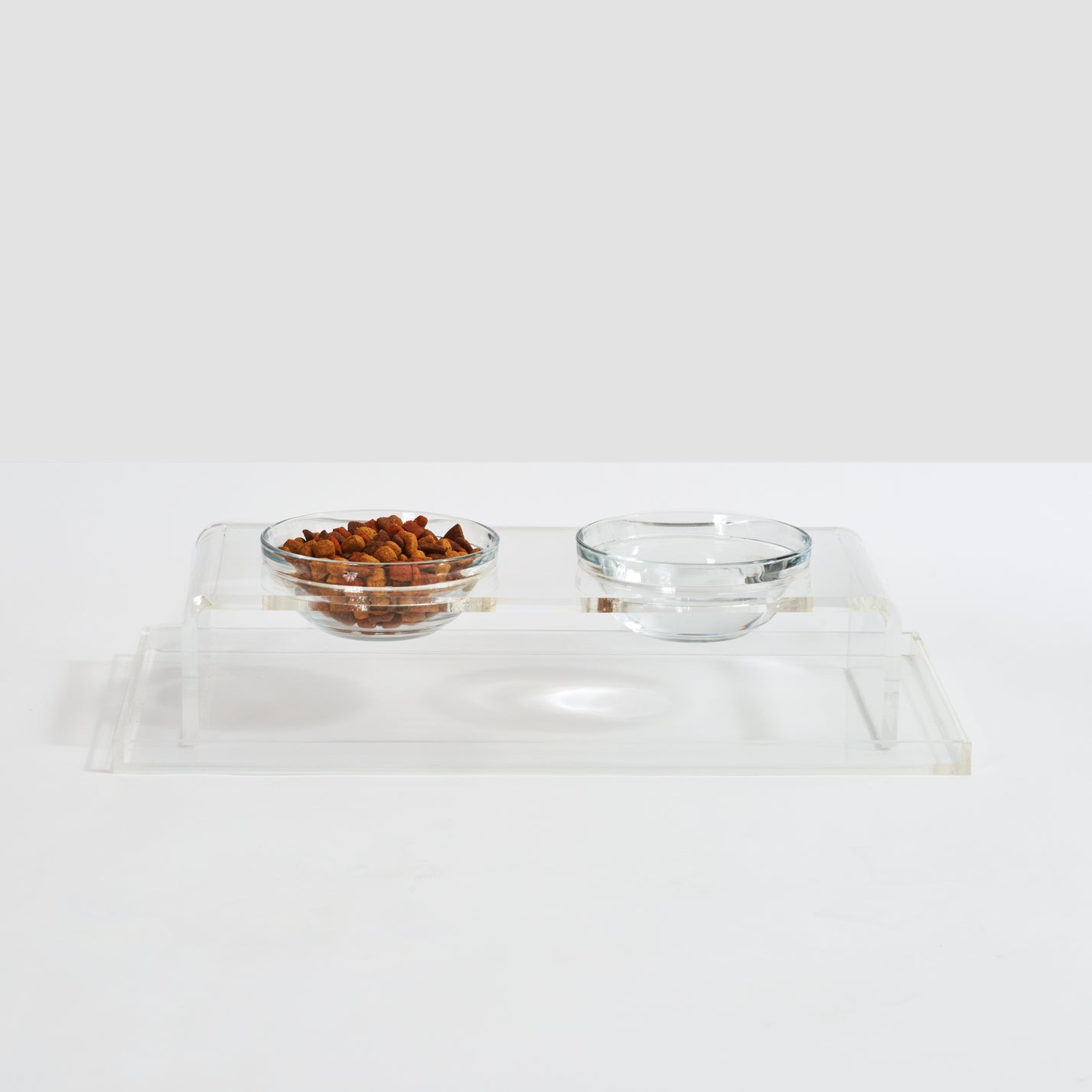 attractive dog feeder with acrylic stand and raised dog bowls