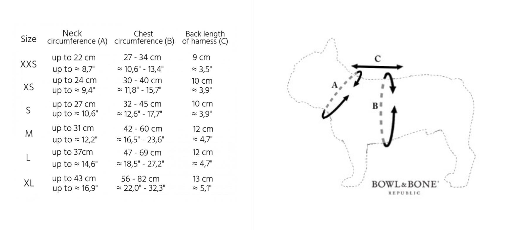 Small dog harness sizing