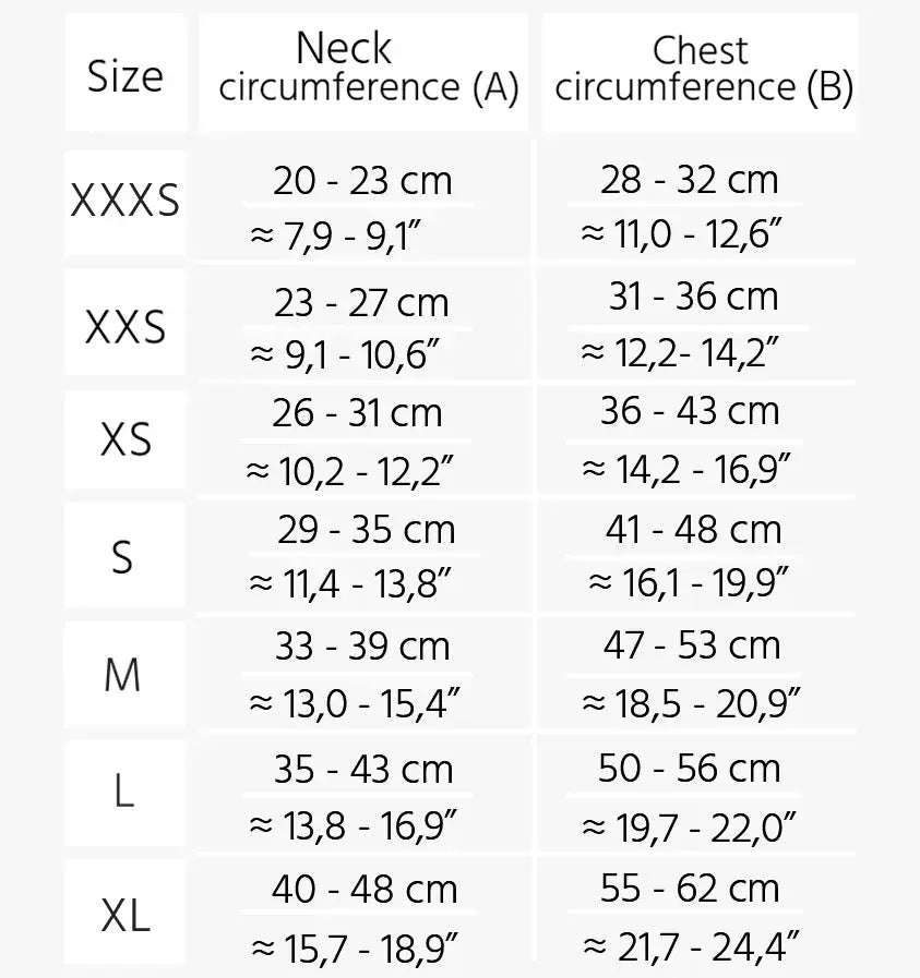 dog harness sizing