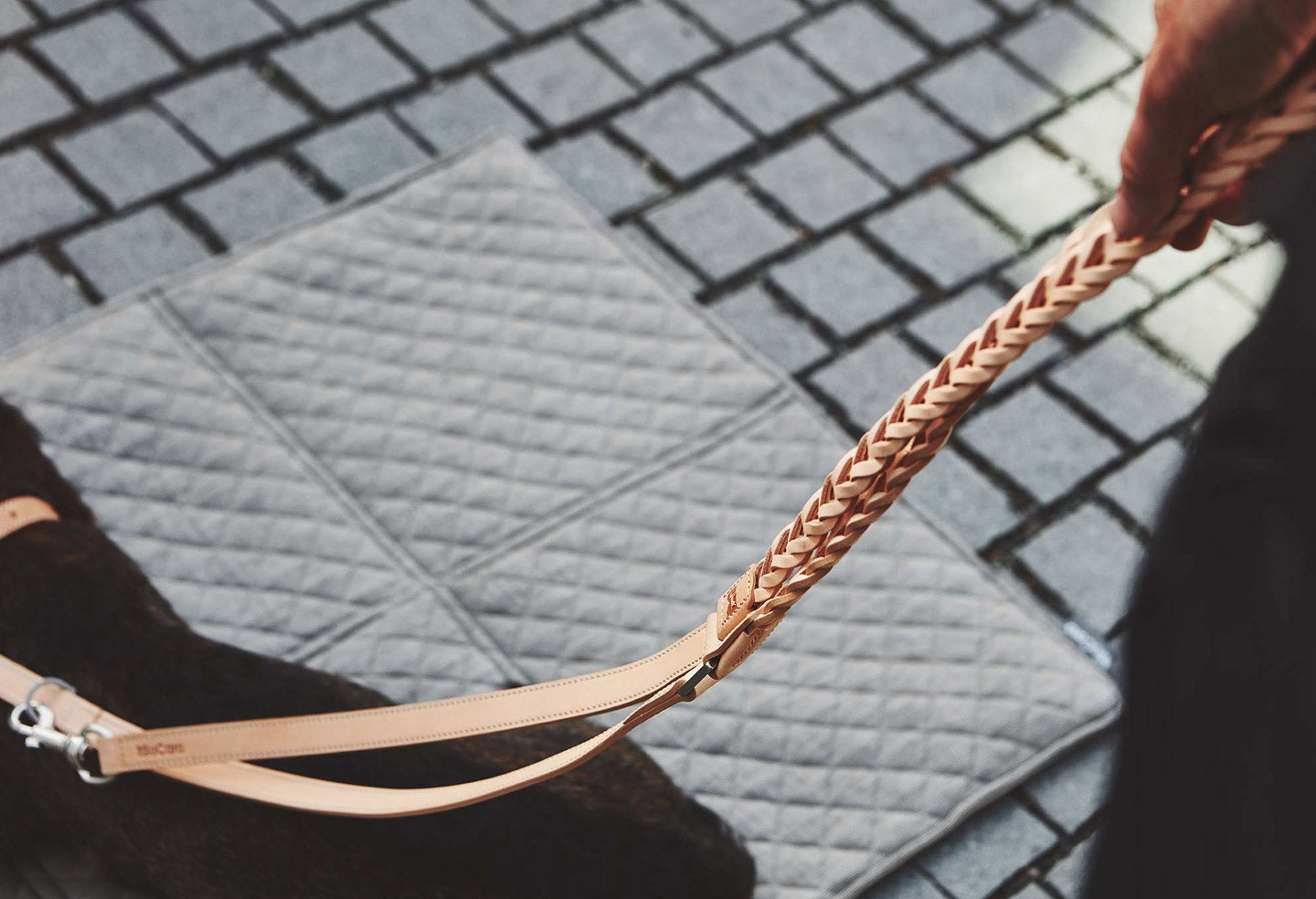 miacara dog leash in natural beige color